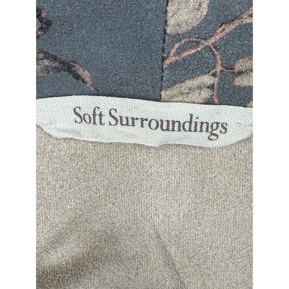 Soft Surroundings Womens Blue Floral Faux Suede Draped Open Front Blazer Size XL - Picture 4 of 5